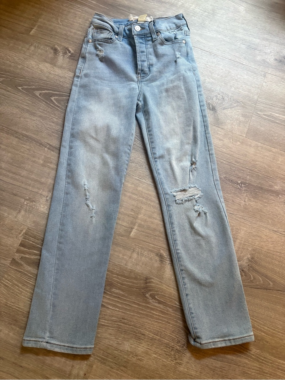 Altar'd State Light Blue Distressed Straight-Leg Jeans